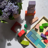 Building blocks in rainbow colors
